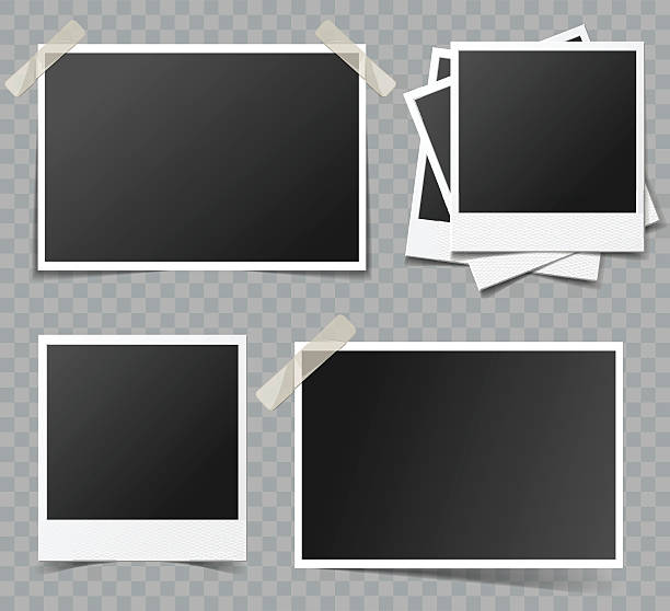 sammlung von vektor-leere fotorahmen mit transparente schatten-effekte - schreibtafel fotos stock-grafiken, -clipart, -cartoons und -symbole