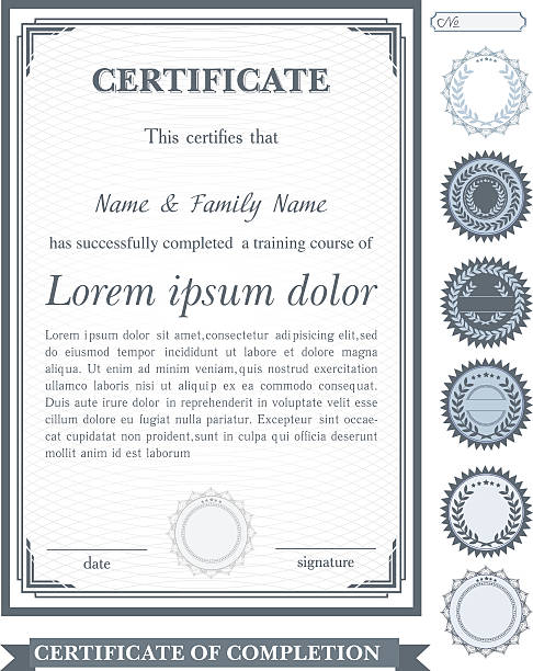 Gray vertical certificate template with additional design elements