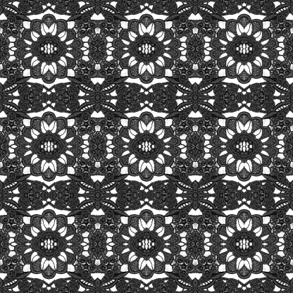 Seamlessly repeating lace pattern, digital collage from embroidered lace photo. Wallpaper pattern. Great for lace design, fabric and drapery prints. 