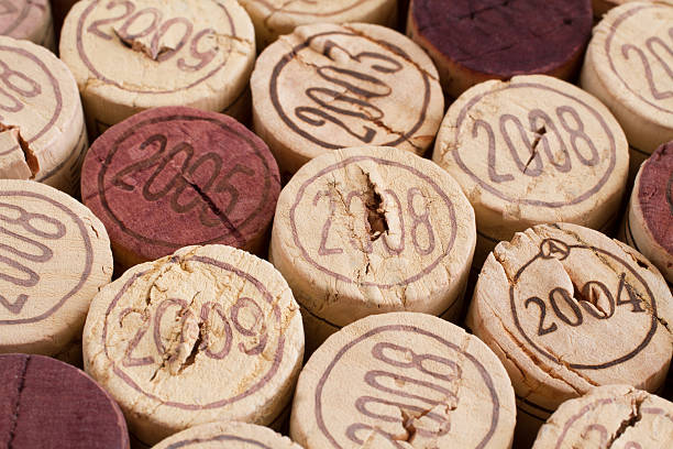 istock Wine bottle cork tops arranged tightly each other 509498142
