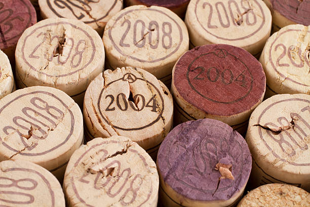 istock Wine bottle cork tops arranged tightly each other 509498192