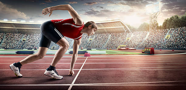 istock Male athlete prepares to run 509498962
