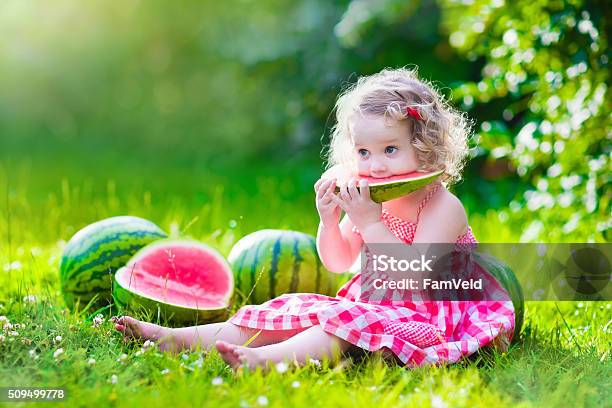 Little Girl Eating Watermelon Stock Photo - Download Image Now - Watermelon, Child, Summer