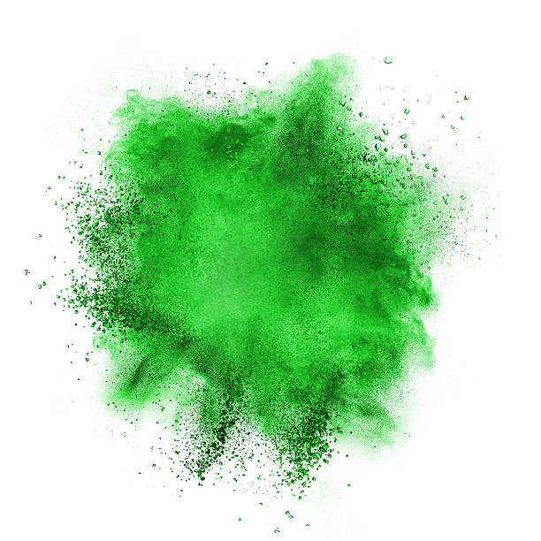 istock Green powder explosion isolated on white 509511637
