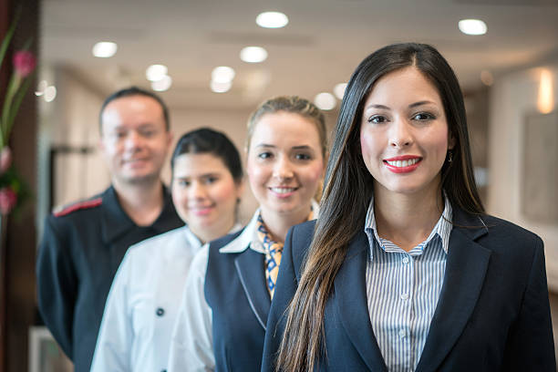Group of people working at the hotel