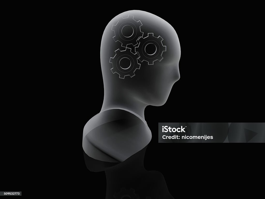 30. concept de cerveau humain sur fond noir - Photo de Anatomie libre de droits