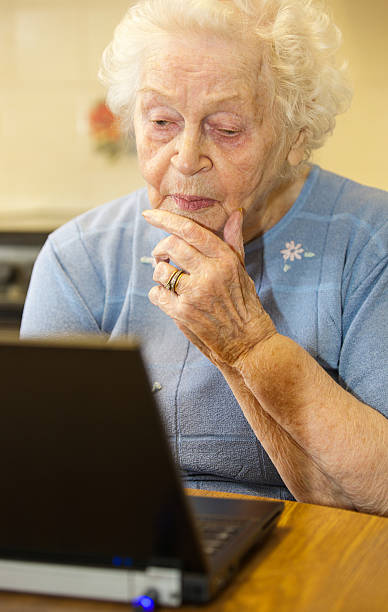 istock Elderly grey haired woman working on a computer. 509533359