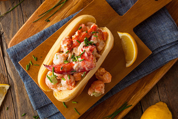 Homemade New England Lobster Roll with Lemons