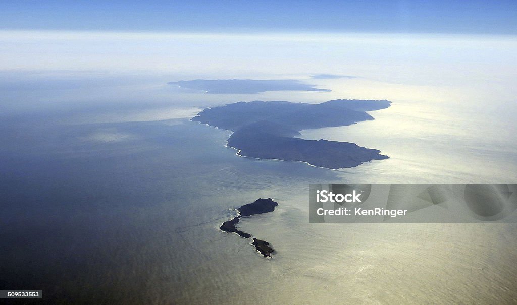 California Channel Islands Anacapa national park Santa Cruz Santa Rosa Airborne View of the California Channel Islands National Park National Parks. Anacapa Island Stock Photo