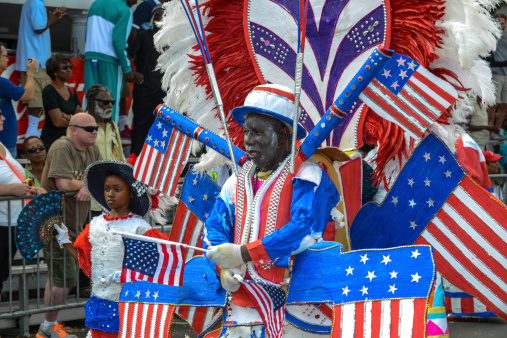 Nassau, Bahamas - January 1, 2014: dancer in traditional costumes at the Junkanoo Festival in Nassau, the Bahamas