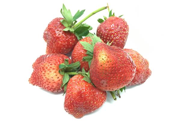 istock Strawberries with leaves. Isolated on a white background. 509534292