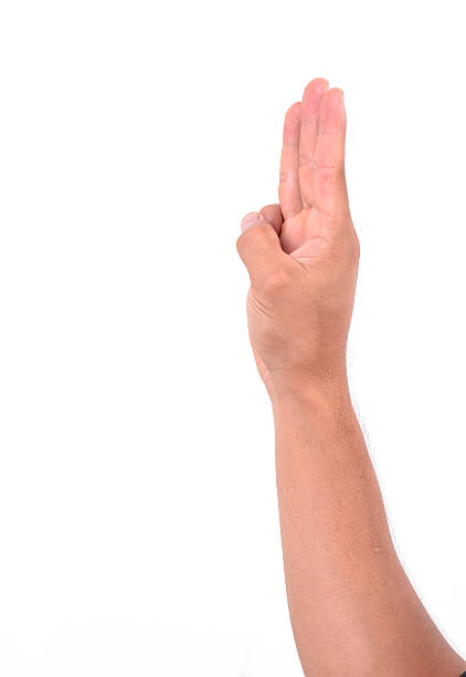 istock man show 3 finger for anti dictator 509534553