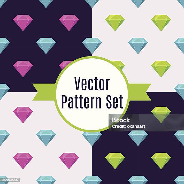 Diamond Set Pattern Pattern Set With Flat Style Diamonds Stock Illustration - Download ...