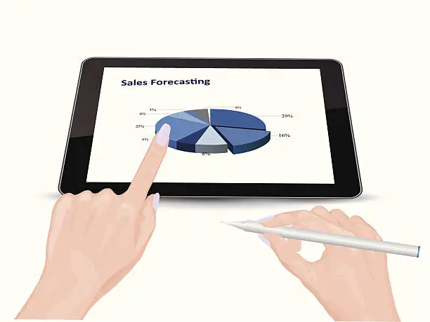 Vector illustration of Tablet pc and reports