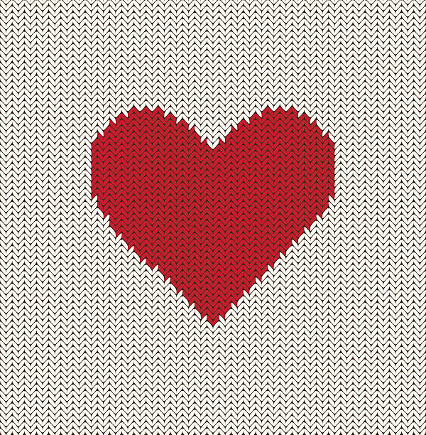 z serca - wool knitting heart shape thread stock illustrations