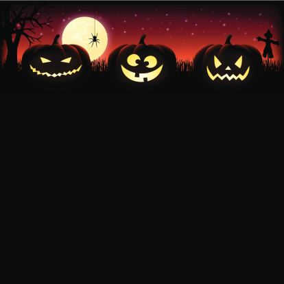 halloween pumpkins in the moonlight.