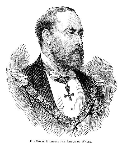 ilustrações de stock, clip art, desenhos animados e ícones de príncipe de gales-futuro rei edward vii - real people caucasian one person black and white