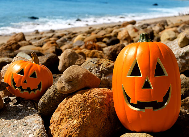 istock Halloween pumpkin on the beach 509539683