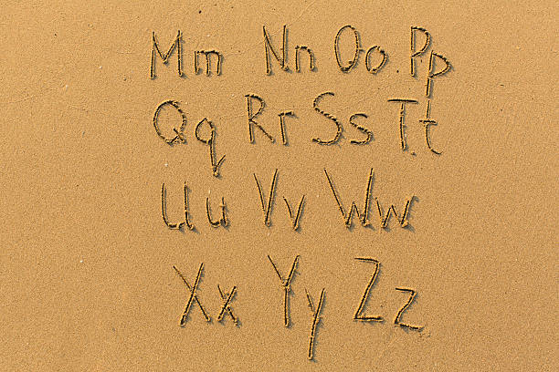 istock Alphabet drawn on the sand of a beach. 509544338