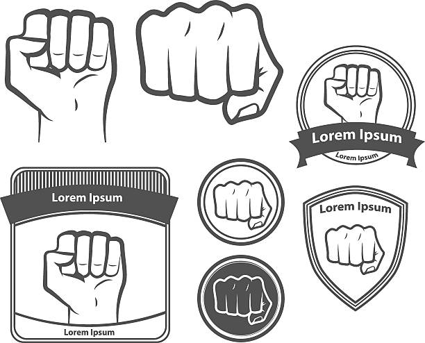 fist power design elements mascot symbol - popo tokatlamak stock illustrations