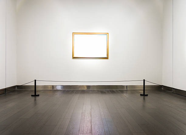 blank frame on wall - museum wall stockfoto's en -beelden