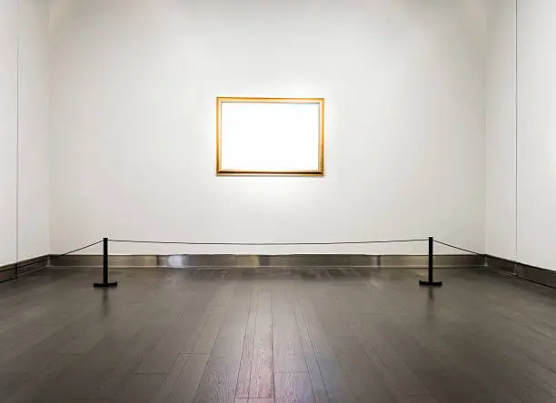 Single blank frame on the wall of art gallery.