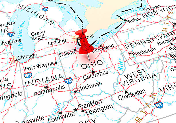 mapa de ohio - map ohio cartography usa fotografías e imágenes de stock