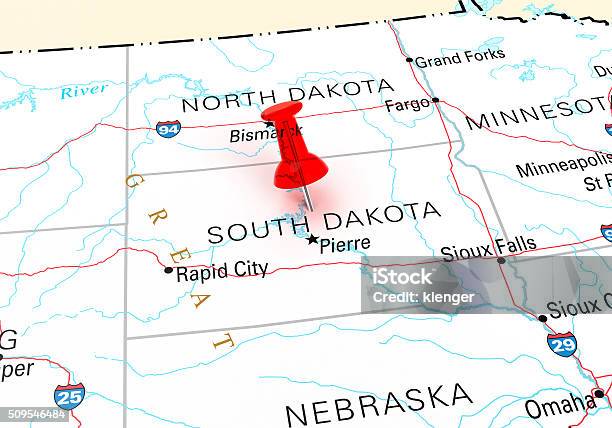South Dakota Map Stock Photo - Download Image Now - South Dakota, North, Map