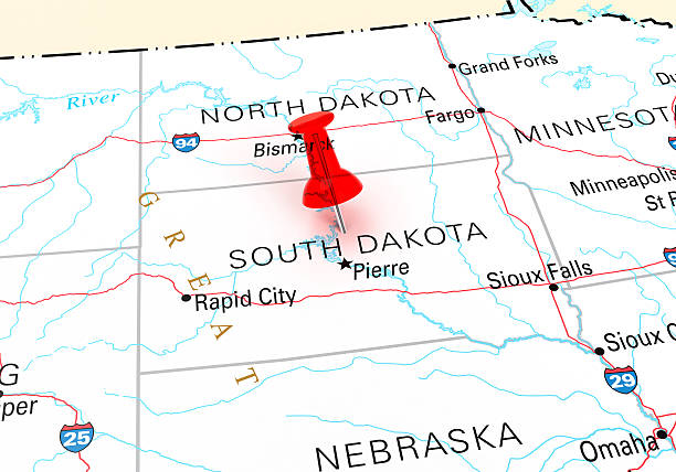 южная дакота карта - south dakota map pierre cartography стоковые фото и изображения