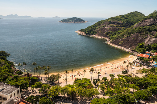 Arial view of famous Praia Vermelha Beach, Rio de Janeiro, Brazil