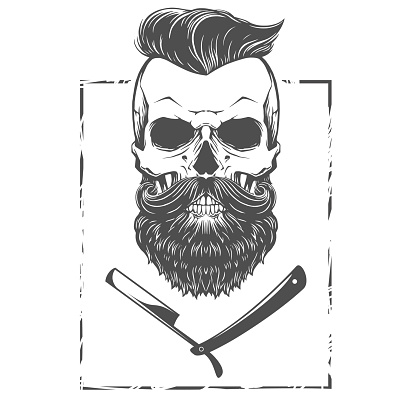 Bearded skull illustration