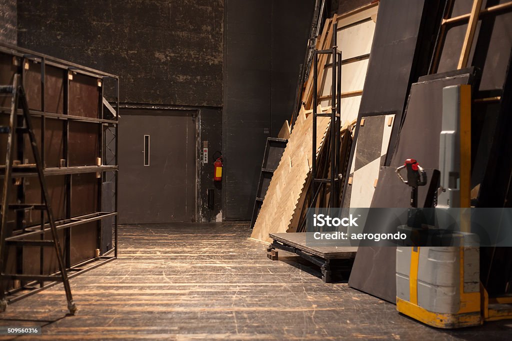 theater storage space Backstage Stock Photo