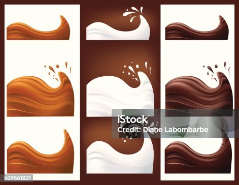 istock Chocolate caramel and Milk Swirls and Splash 509561821
