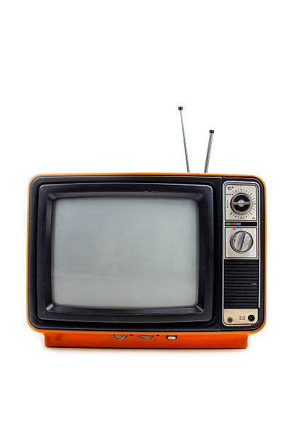 istock Orange vintage style old television isolated on white 509562571