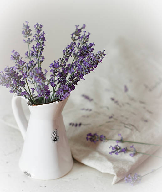 Lavender flowers with handmade pillow stock photo