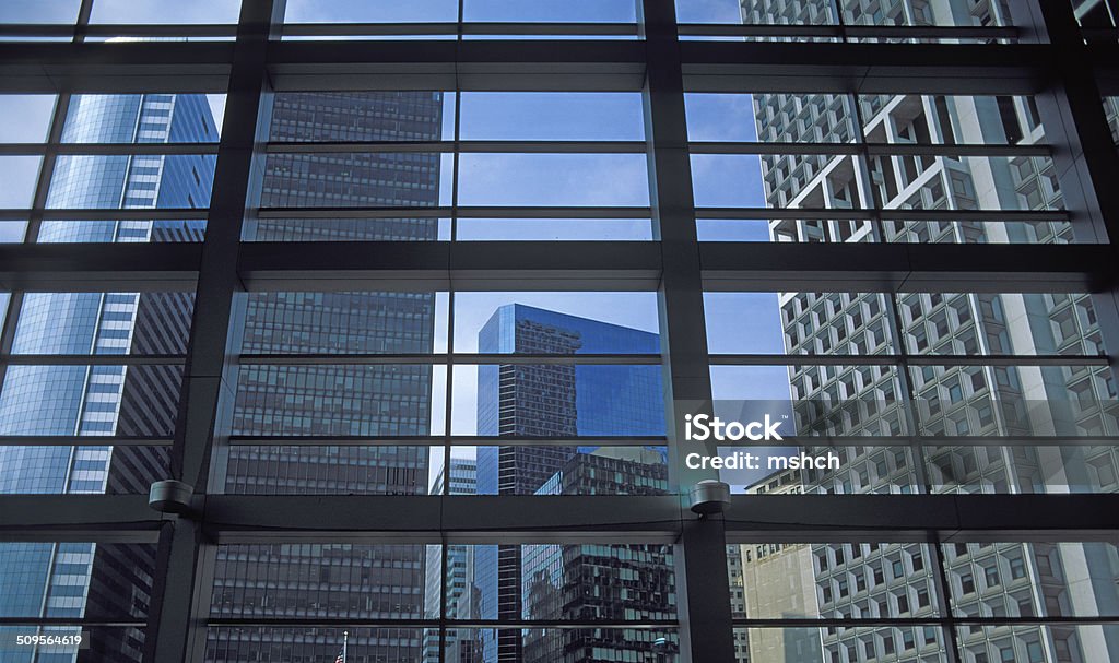 NYC architecture. New York City buildings. View from the window of the Staten Island Ferry Terminal. Architecture Stock Photo