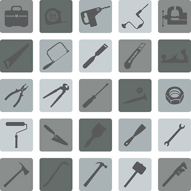vektor-reihe von ikonen der werkzeuge - armsaw stock-grafiken, -clipart, -cartoons und -symbole