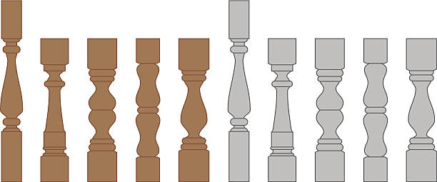 Spindles Illustrations of various spindles. Could be used on a staircase or deck design. spindle stock illustrations