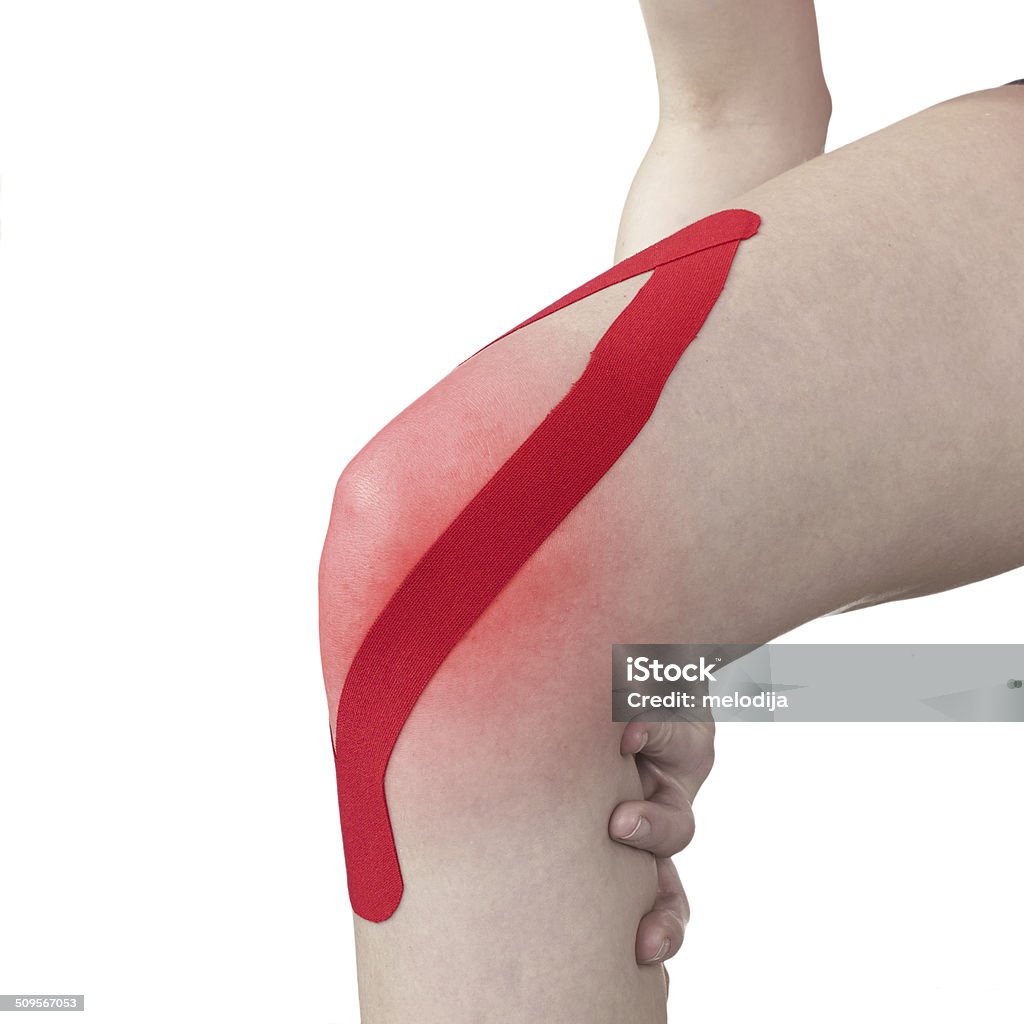 Acute pain in a woman knee. Acute pain in a knee. Woman holding hand to spot of knee-aches. Adult Stock Photo