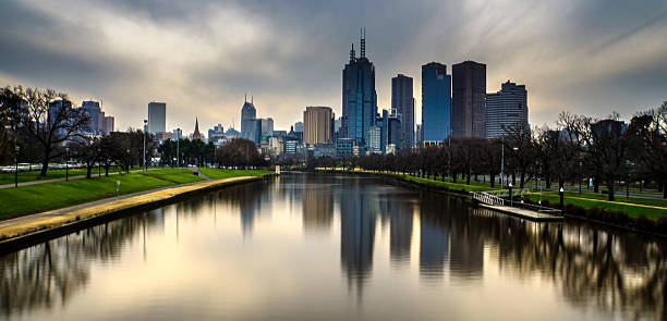 Melbourne Sunset on the Yarra stock photo