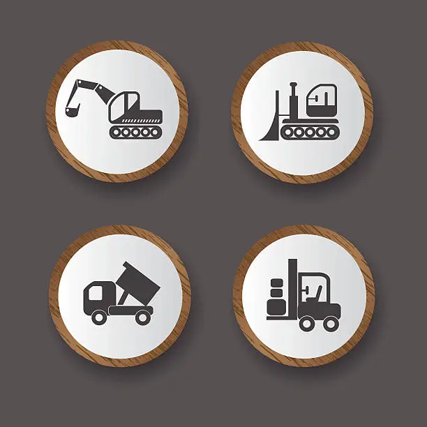 Vector illustration of Construction machines icons,vector