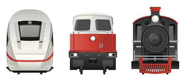 Trains - Frontview Illustrated different types of trains in frontview. front view stock illustrations
