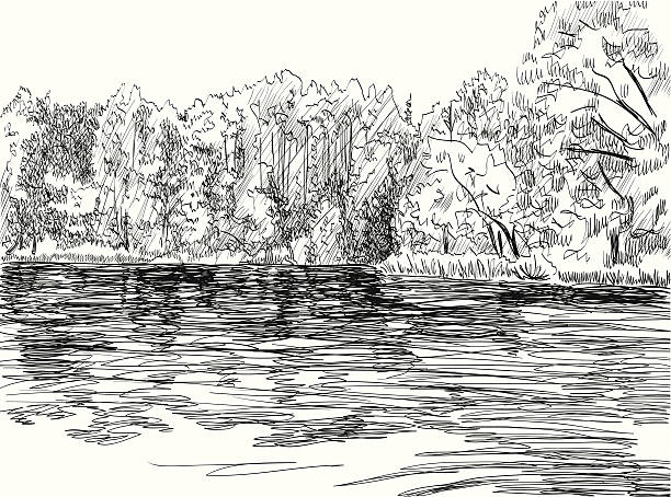 illustrations, cliparts, dessins animés et icônes de paysage d'été - engraving engraved image coastline illustration and painting