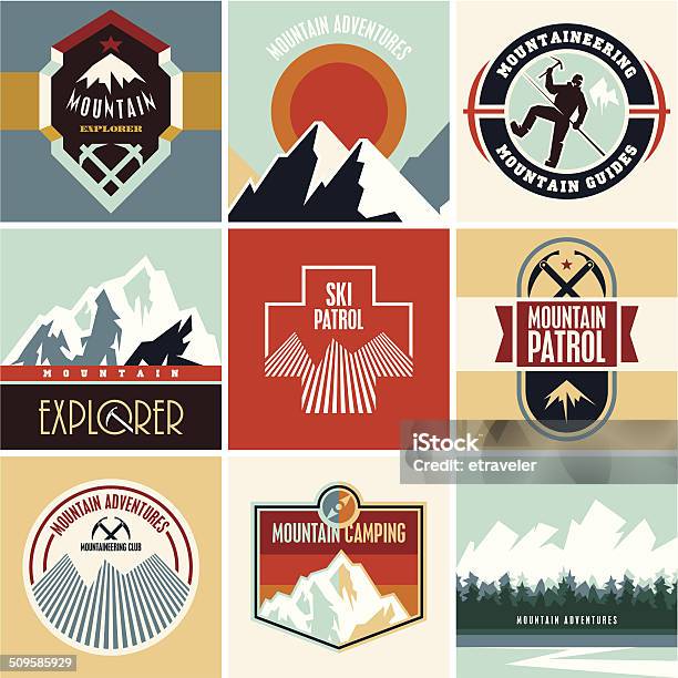Mountain Vector Stock Illustration - Download Image Now - Mountain, Surveillance, Badge