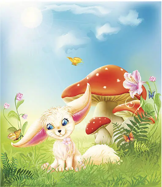 Vector illustration of fairy happy baby fox