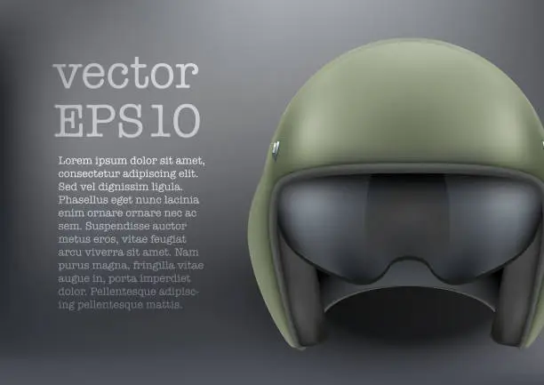 Vector illustration of Background of Military flight helicopter helmet. Vector.