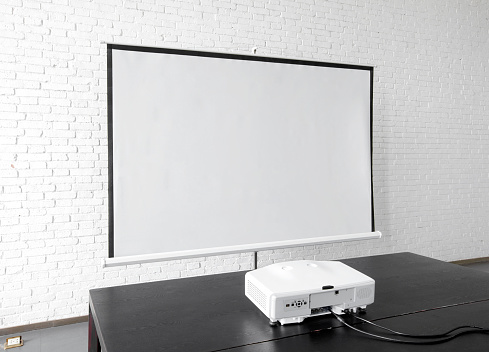 Projection screen in the office environment 