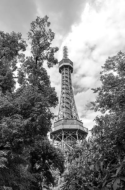 istock Petrin Tower in Prague BW 509608485