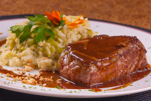 Fillet mignon with risotto
