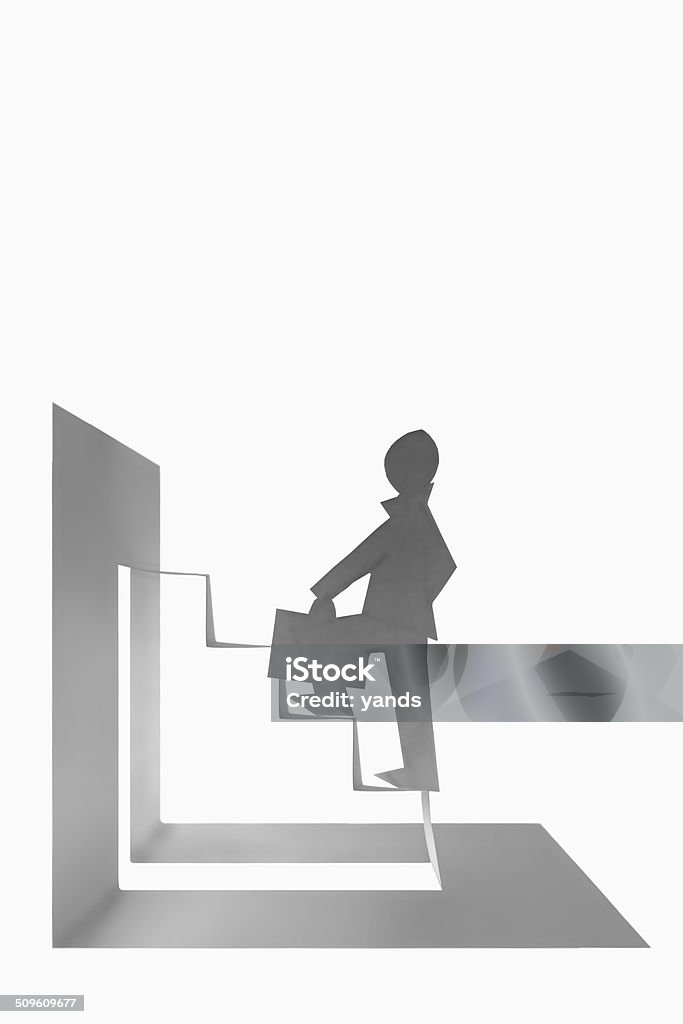 Run towards success Businessman stepping up a staircase Achievement Stock Photo